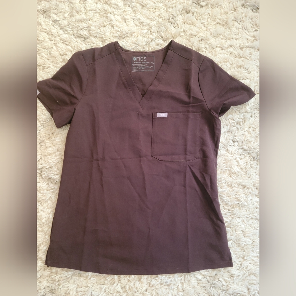Figs Catarina Scrub Top Espresso Color